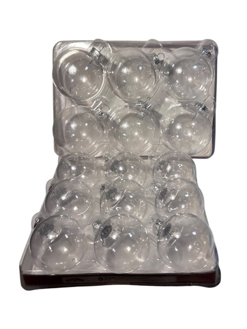 15 Clear Plastic Holiday Ornaments Includes 6 Medium & 9 Mini Christmas Baubles